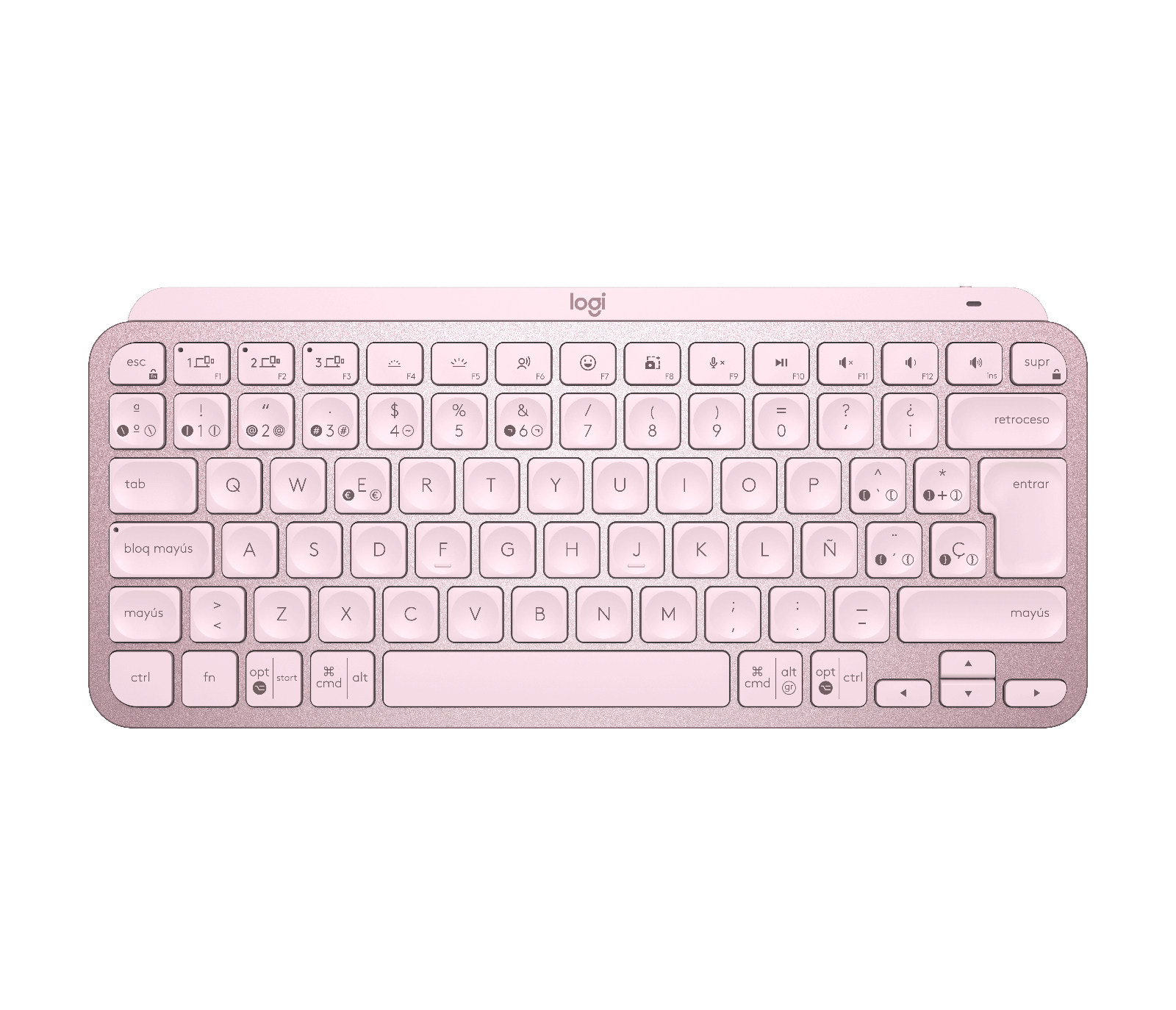 Logitech MX Keys Mini - eclado - Inalámbrico - Español - Bluetooth 5.0 / Bluetooth / 2.4 GHz / USB-C - Ergonomic Design - Rosa - Imagen 2