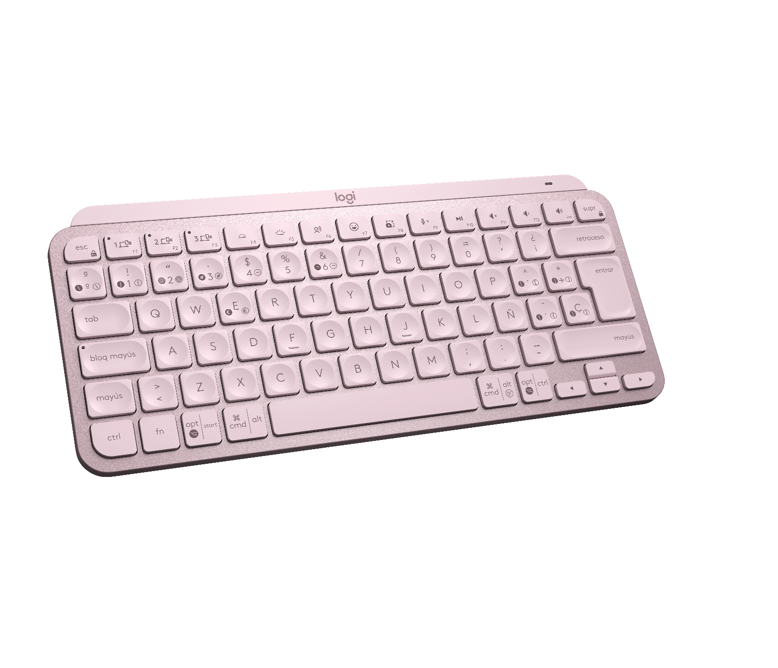 Logitech MX Keys Mini - eclado - Inalámbrico - Español - Bluetooth 5.0 / Bluetooth / 2.4 GHz / USB-C - Ergonomic Design - Rosa - Imagen 7